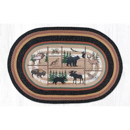 CAPITOL IMPORTING CO Area Rugs, 4 X 6 Ft. Jute Oval Lodge Animals Patch 88-46-583LA